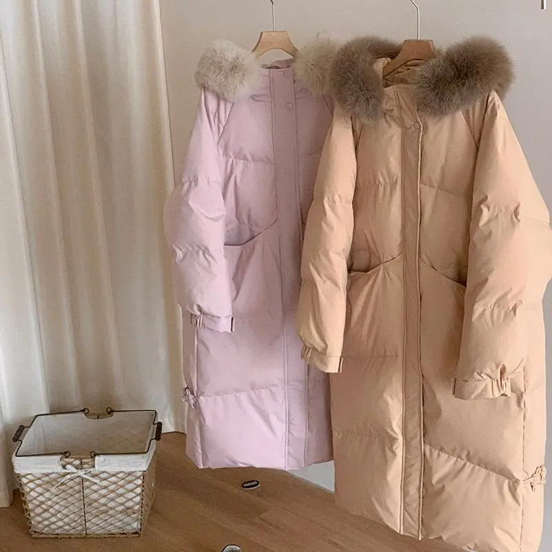 Parka Donna Para Dama Inverno Increspato Strati Telai Pieghe Maxi Pressato Elegante Dolce Preppy Studenti universitari Letterario Tenero