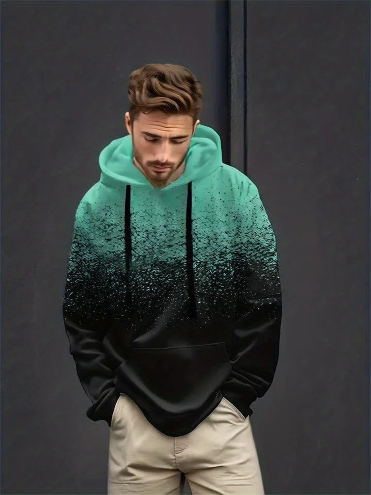 

Minimalist Gradient Printed Men's Hoodies Leisure Fashion Street Long Sleeve Tops Daily Autumn And Winter Breathable Sweatshirts