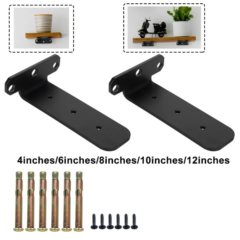 

Плавающие кронштейны для полок, 2 шт., L-образные кронштейны, сверхпрочные для дерева, черные кронштейны для стены, скрытые полки, металлические опоры для полок