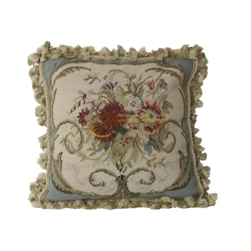 

Needlepoint floss pillow rococo cloth art neoclassical national woven pillow French soft outfit