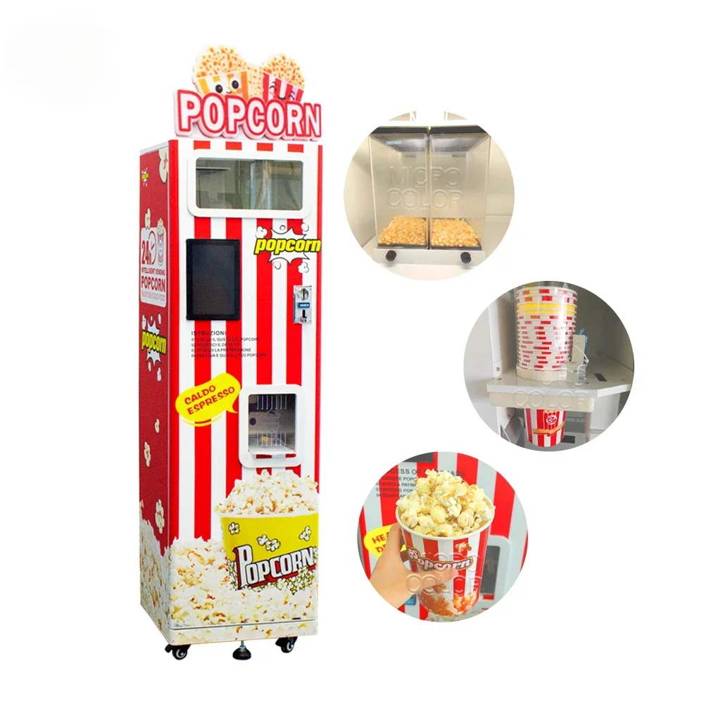 Smart Touch Screen Automatic Popcorn Vending Machine With 2 Flavors For Commercial Use Snack Food Pop Corn Vending Machine