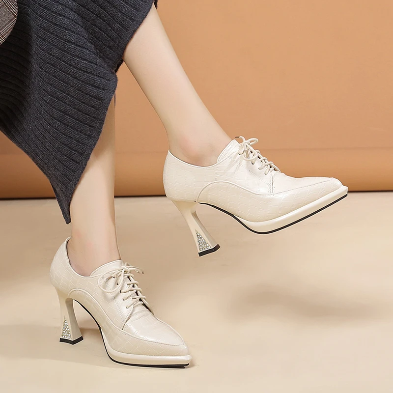 Zapatos De tacón alto con plataforma para Mujer, calzado De diseñador con cordones, Sexy, Mary Jane, novedad