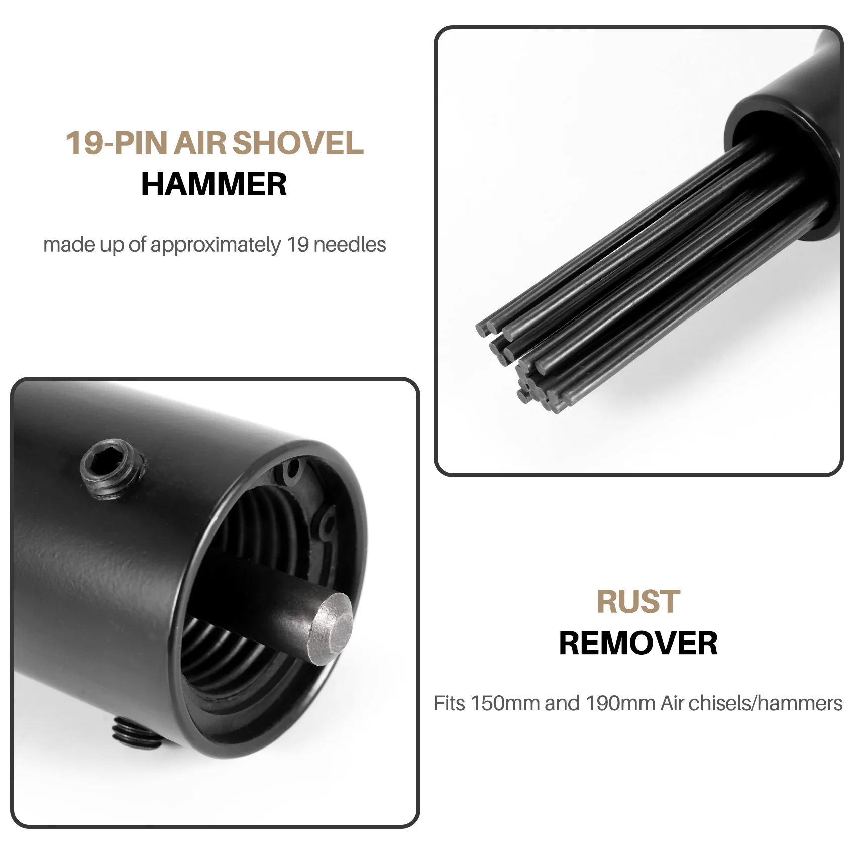 Flash Trend 19 Pins Air Descaler Needle Tool Kit Fits Air Chisel Hammer Removes Paint And Rust Scaler Kit Air Rust Remover Slag