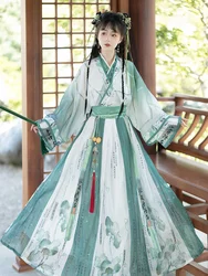 Women Chinese Traditional Hanfu Costumes Ancient Clothes Wei Jin Dynasty Crossed Collars Princess Folk Dance Dresse
