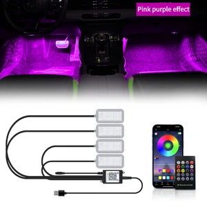 Led interior do carro ambiente pé tira luz kit acessórios backlight remoto app controle de música auto rgb lâmpada decorativa 8 principais vendas virtus acessório - №6