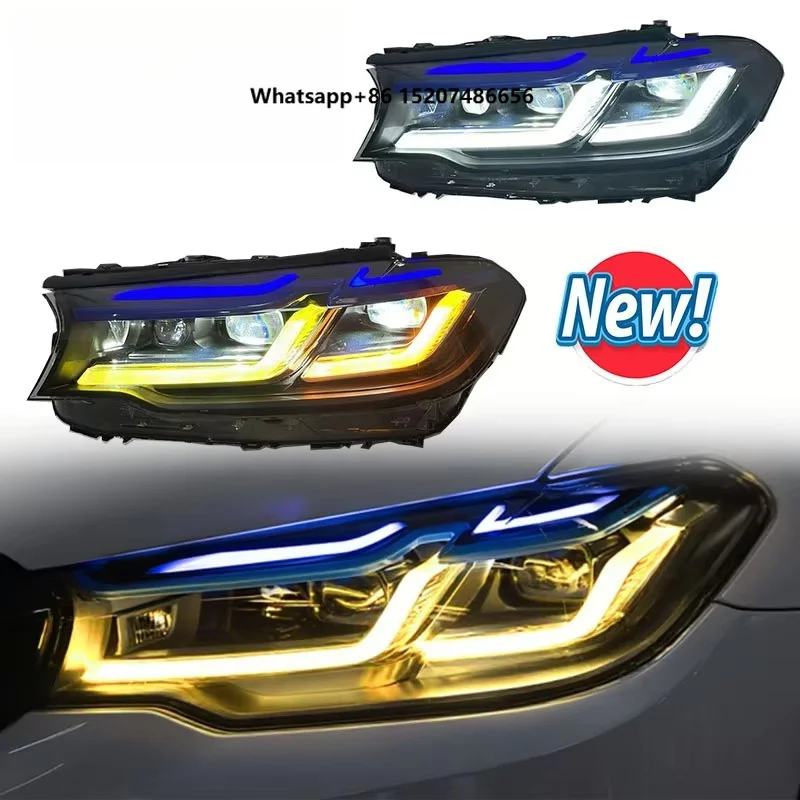 

Auto Car Accessories Dual-color DRL Headlights for 5 Series G30 G38 Assembly 18-20 Style Headlamp Yellow/White DRL