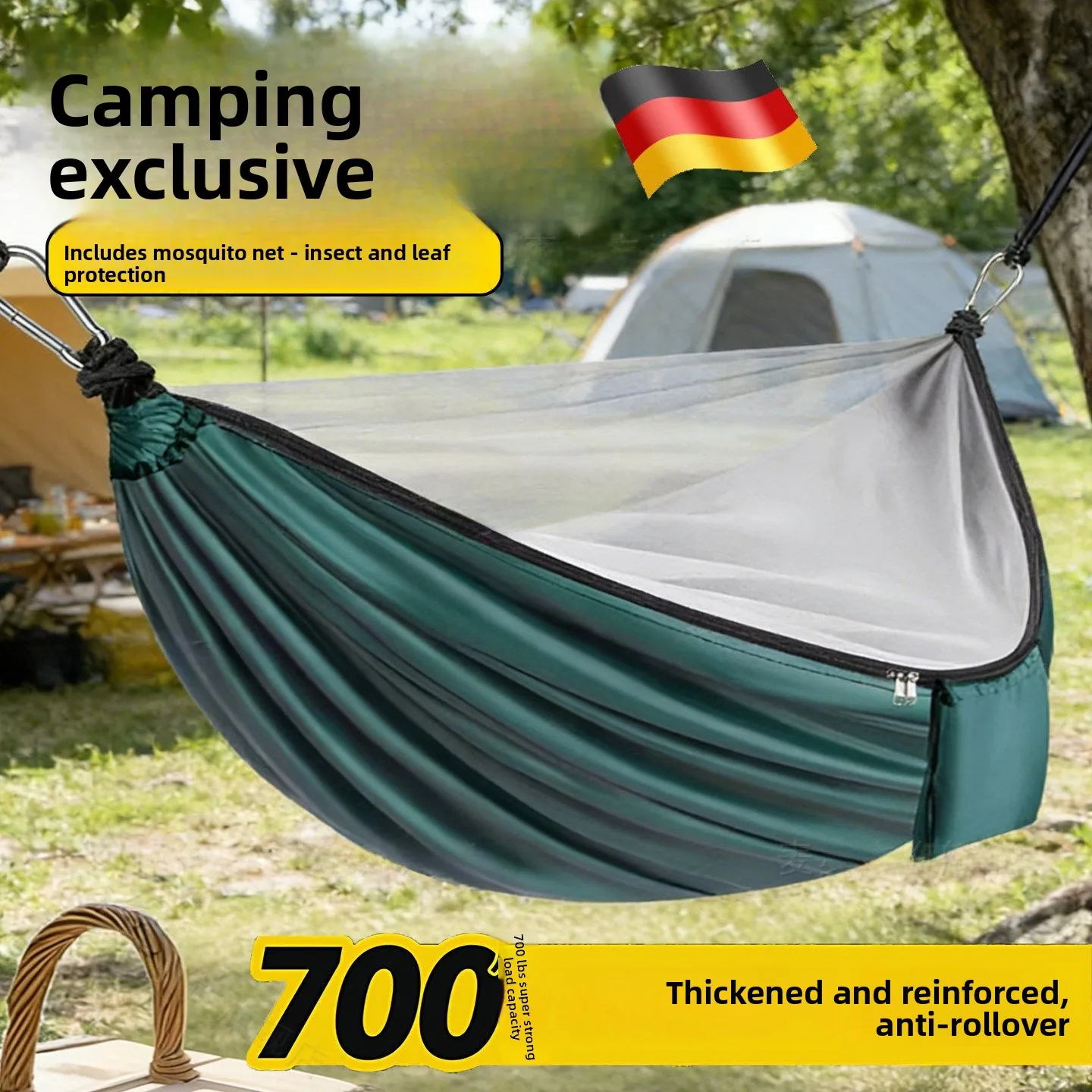 

Thickened Outdoor Camping Hammock Anti-Flip Mosquito Net Adult Leisure Furniture Swinging Chair for Courtyard Indoor Camping