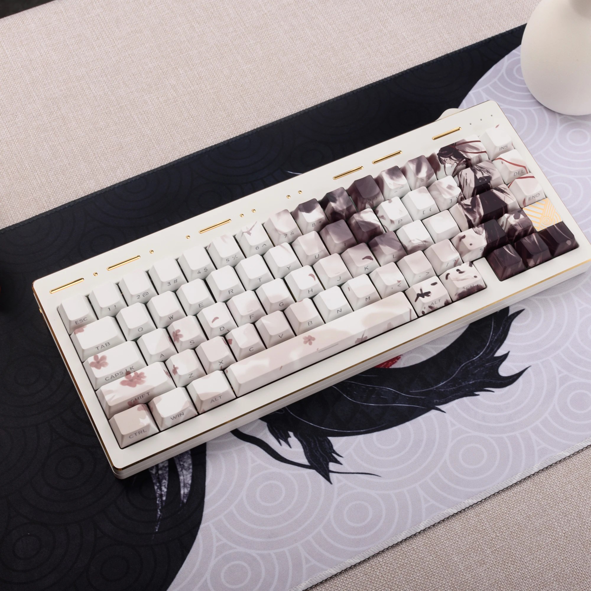 129 Key Nameless Ink Painting 5 Sides Dye Sub PBT Keycaps Side Print Shine Through Keycap Cherry Profile for MX Switch Keyboard