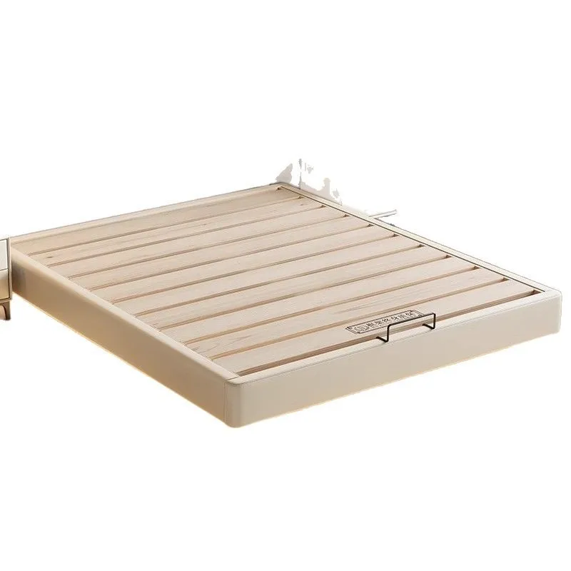 

All solid wood no bedside bed frame mortise and tenon silent suspended bed small apartment flush row skeleton bed frame