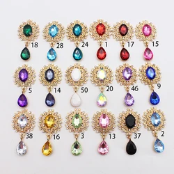 10pcs 24*45mm Flat Bottom Alloy Rhinestone Water Drop Pendant Accessories Diy Wedding Gift Box Wine Glass Decoration