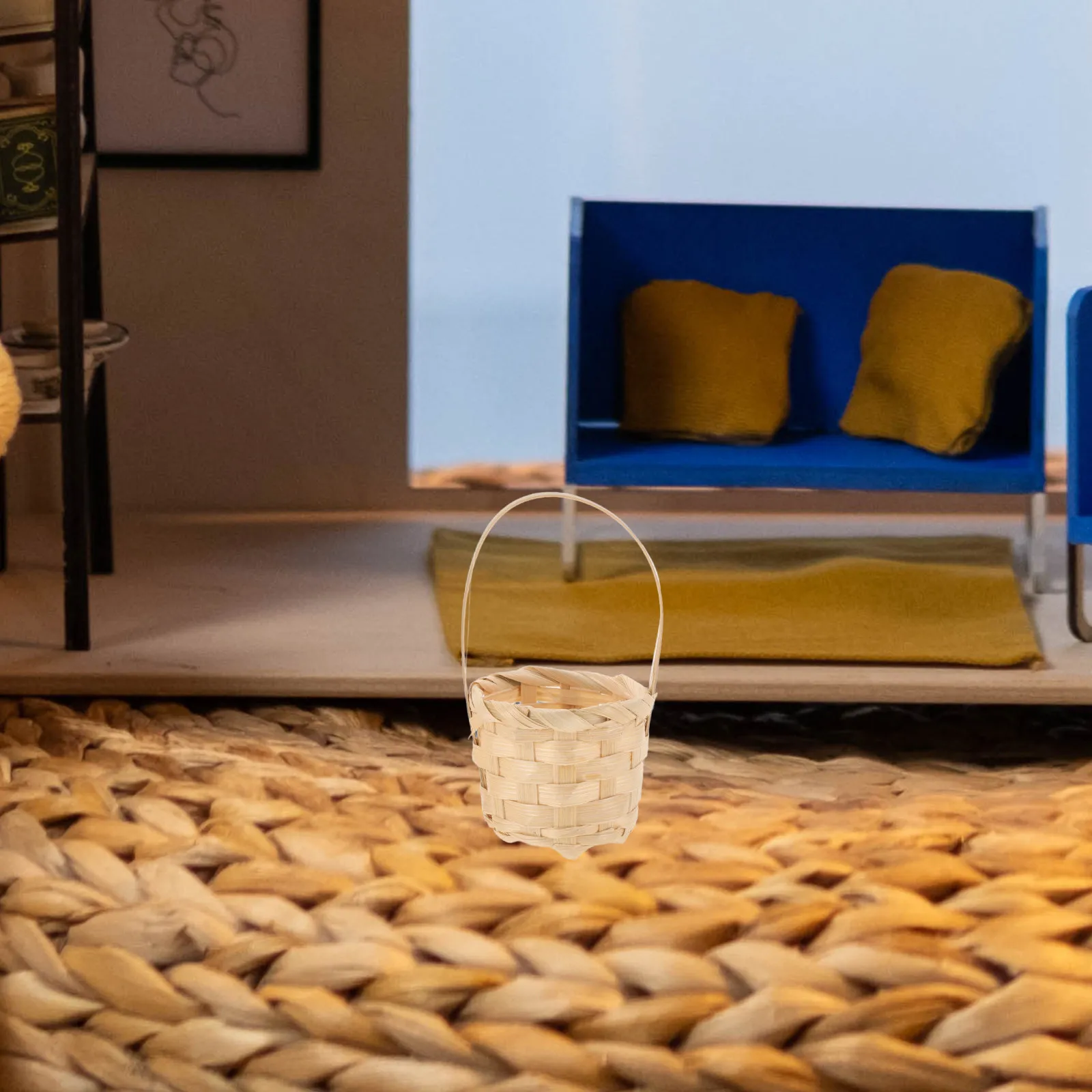 

10Pcs Miniature Dollhouse Baskets Round Egg Shape Woven Rattan Storage Organizers Tiny Picnic Candy Snack Holder for Home Decor