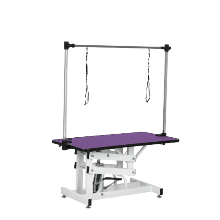 

42.5INCH HYDRAULIC PET GROOMING TABLE WITH "H" ARM PURPLE