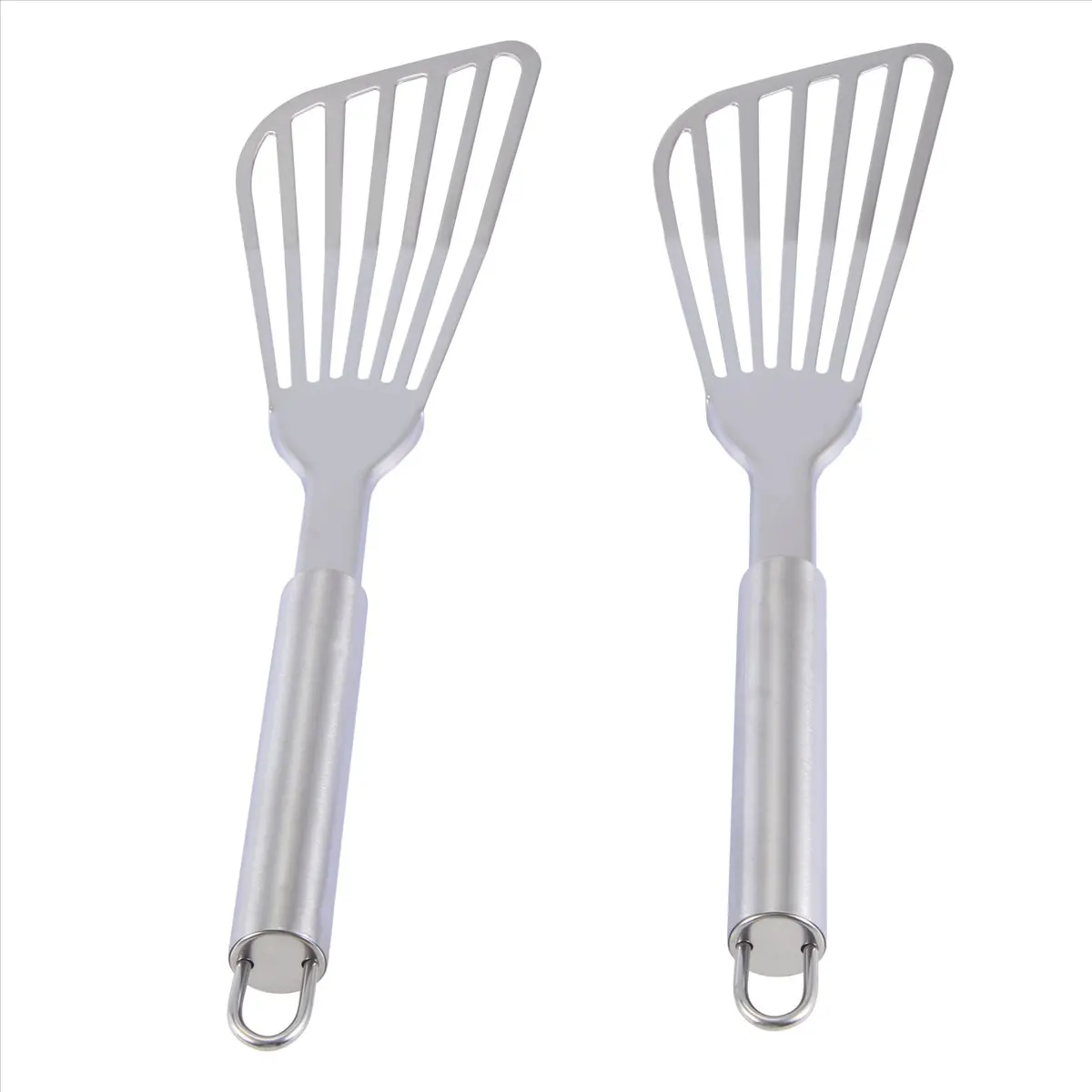 ABZT Fish Spatula, 2 Pack Stainless Steel Fish Turner 12.5 Inch Kitchen Cookie Spatula with Brushed Stainless Handle
