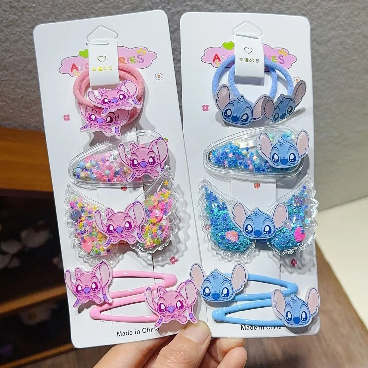 Stitch set baby small bowel hairband bb hairclip wings quicksand cute girl hairclip headdress sweet head rope