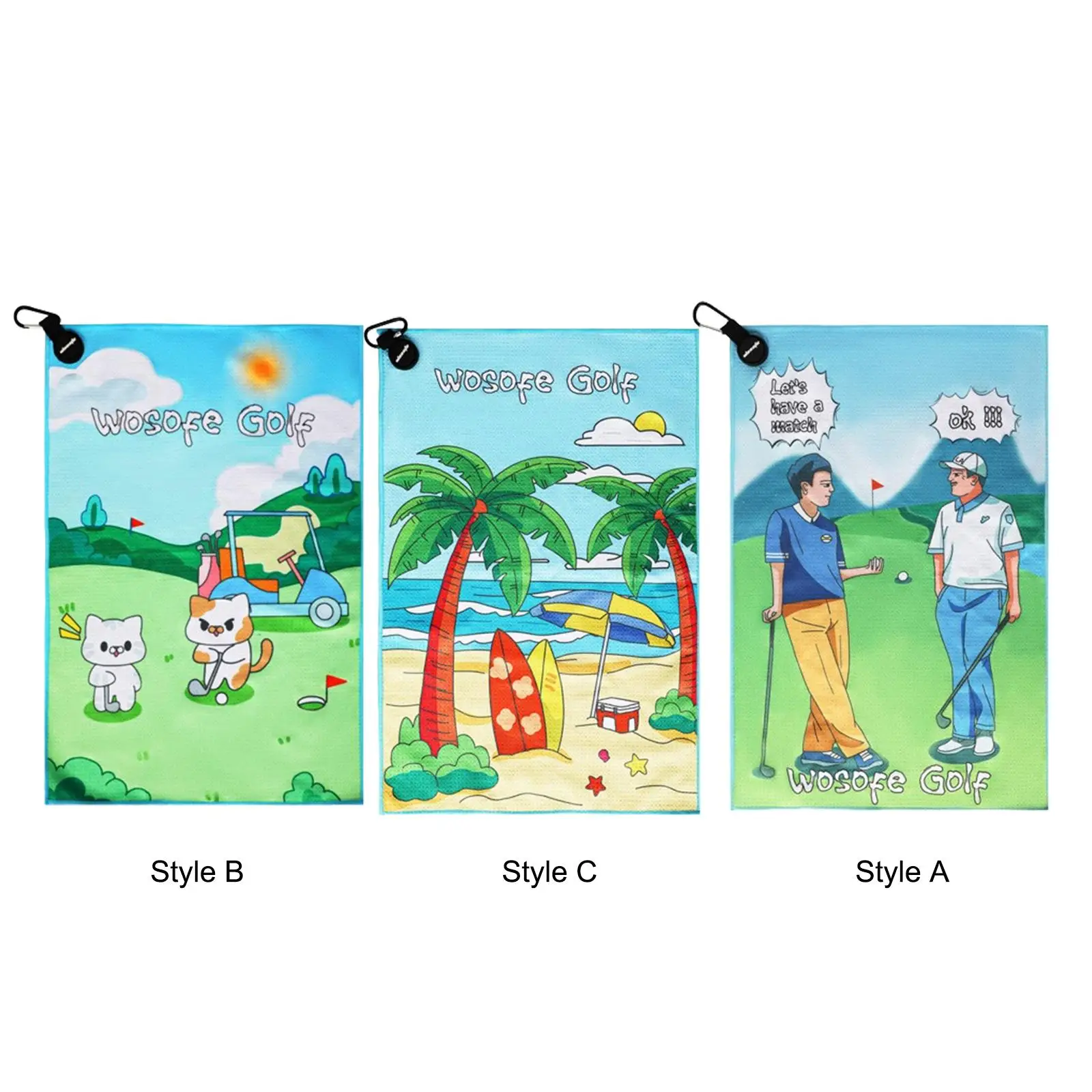 

Полотенце для гольфа Полотенце для мяча для гольфа с зажимом Быстросохнущее практичное легкое протирание