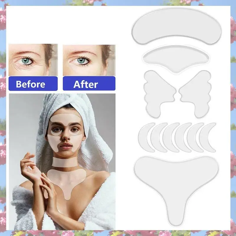 

T83C-33Pcs Reusable Silicone Wrinkle Removal Sticker Face Forehead Neck Eye Sticker Pad Anti Aging Skin Lifting Care Patch