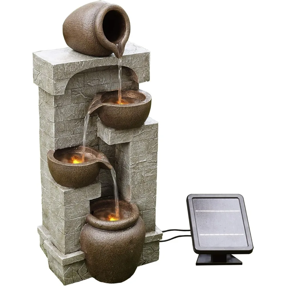 Imagem -06 - Outdoor Water Fountain Cascading Bowls Stacked Stones Led para Espaços ao ar Livre para Criar um Oásis Calmante Fontes