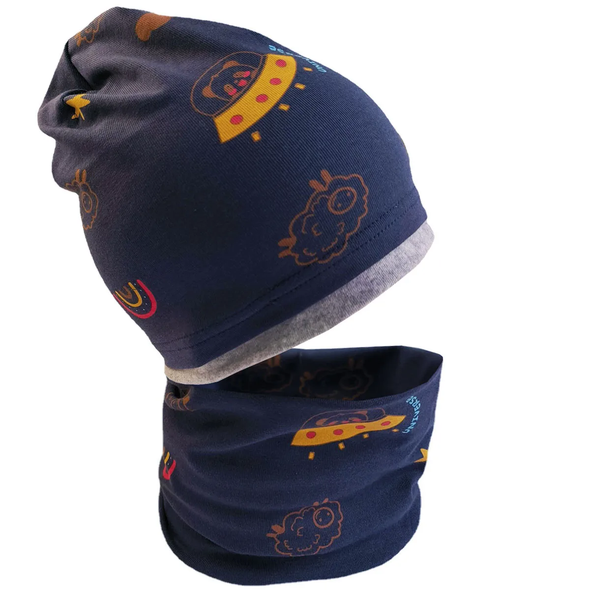 New Good Cotton Baby Hat Scarf Panda Spacecraft Autumn Winter Hat for Boys Warm Children Beanies Baby Neck Scarf Kids Skull Cap