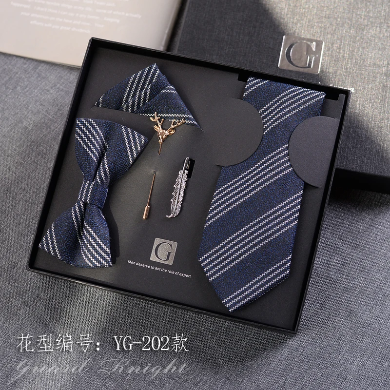 5-Piece Fashion Hand Tie 7CM Tie Men's Business Casual Korean Version Valentine's Day Birthday Gift Gift for Boys Set Necktie