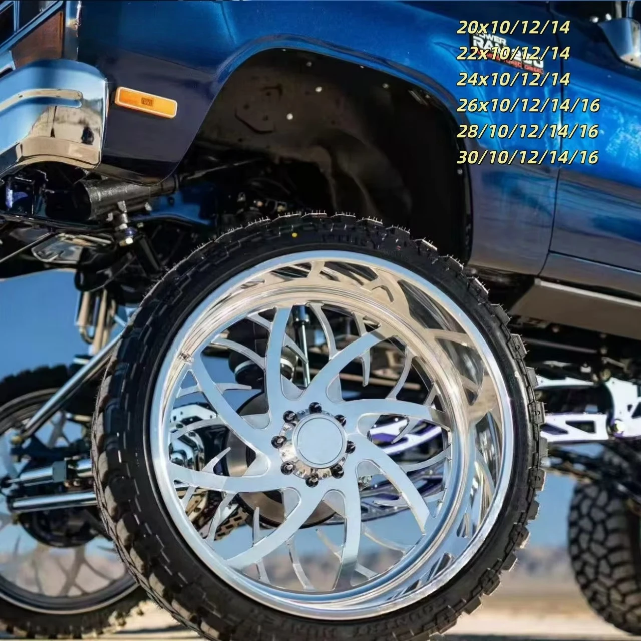 

OEM Deep Concave Forged Alloy Super Single Wheel For Ram GMC Ford 6x5.5 8x6.5 8x170 8x180 8x200 22 24x12 26 Inch Truck Wheel Rim