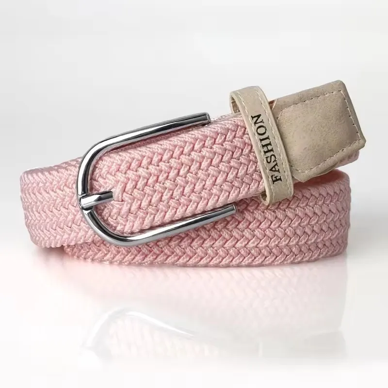 Lochfreier, gewebter Gürtel für Männer und Frauen, elastischer Canvas-Gürtel, koreanischer Stil, vielseitiger Studentenhosengürtel, modisch – Detail 2