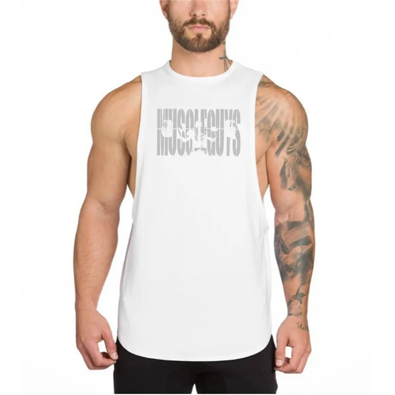 

New Mens Workout Gym Tank Top Muscle Sleeveless Sporting Shirt Running Sports Bodybuilding Singlets Cotton Fitness Vest