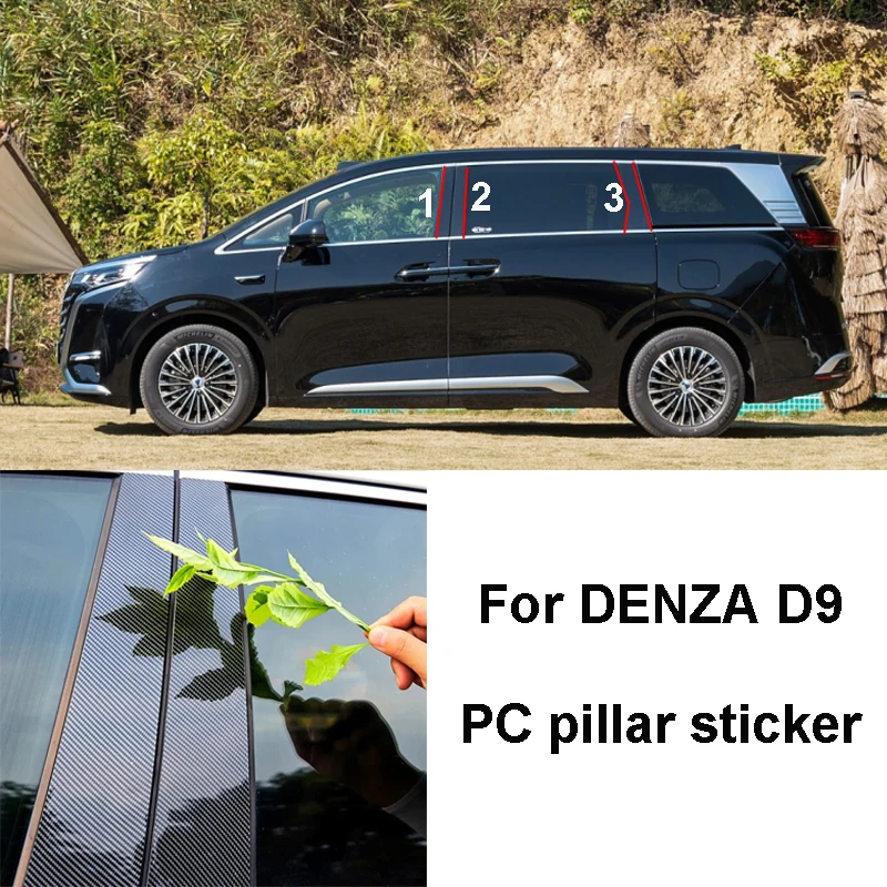 

Window B Pillar Trim Sticker Mirror black for DENZA D9 2022 2023 2024 Decoration Patch Central C-Pillar Bright Strip accessory