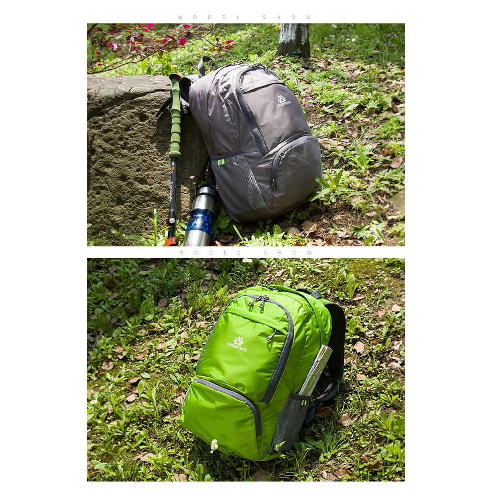 25L Foldable Nylon Daypack with Front Zipper Pocket and Side Mesh Pockets Lightweight Backpack for Hiking Travel and Camping
