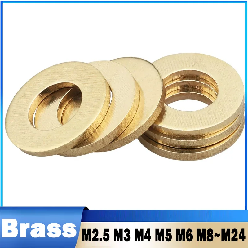 M2 M2.5 M3 M4 M5 M6 M8 M10 M12 M14 M16 M18 M20 M22 M24 Brass Flat Washer Solid Brass Gasket Shim Copper Metal Meson Pad Spacer