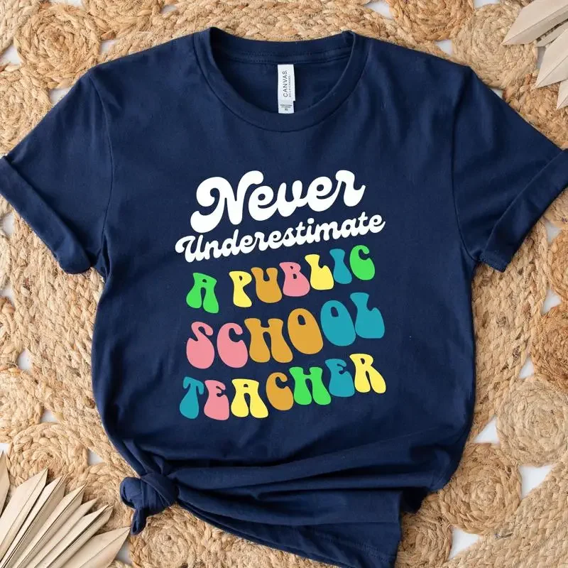 Never Underestimate A Public School Teacher Kamala Harris shirt Tim Walz T 2024 Rally Merch DNC Quote
