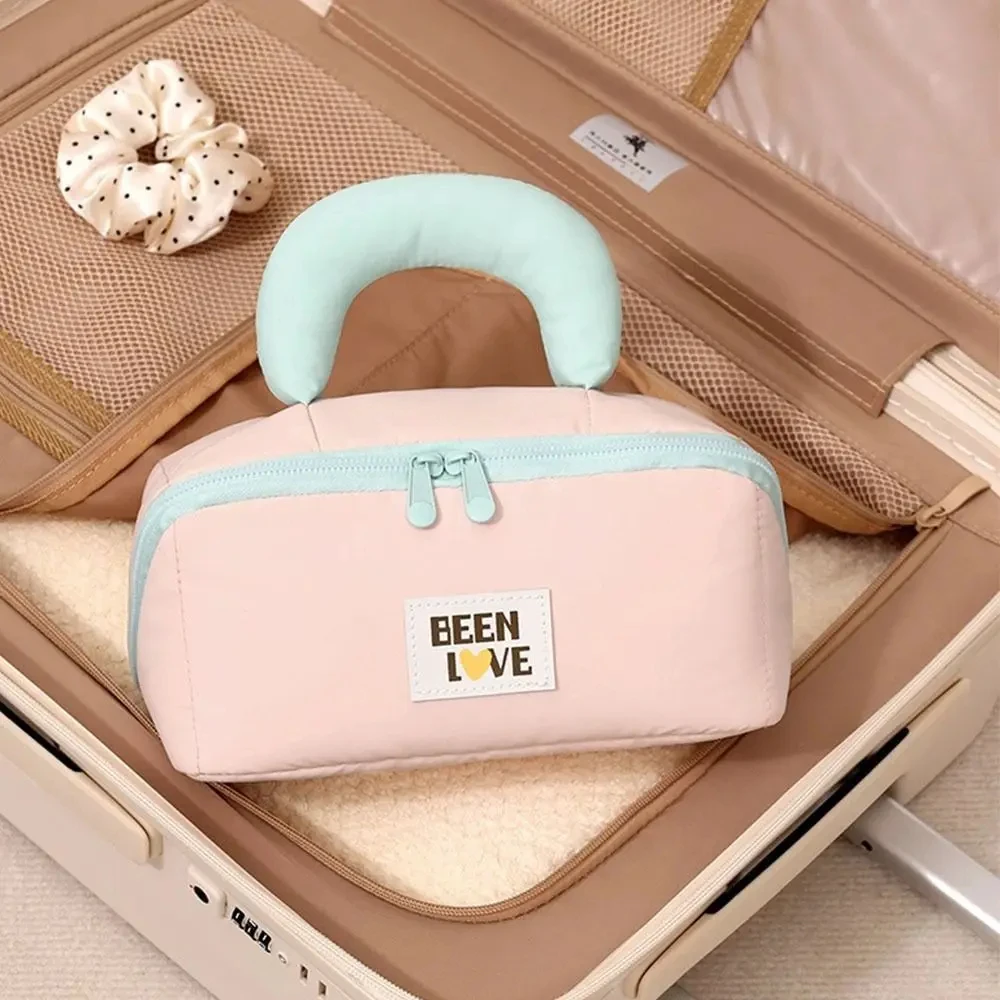 大容量綿菓子枕収納袋ダブルジッパーハンドヘルド化粧品メイクアップ収納袋旅行ビジネス旅行用