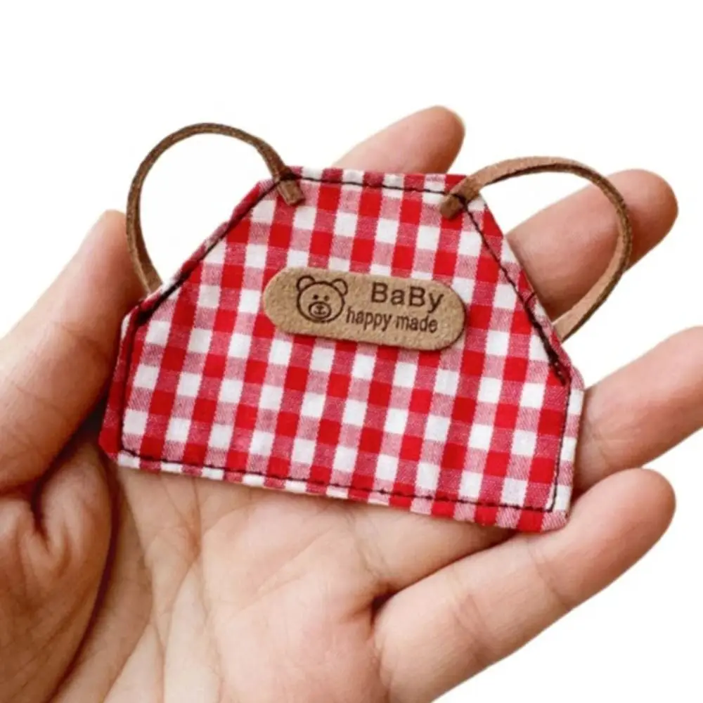 Mini muñeca a cuadros a rayas, delantal vaquero, vestido Retro DIY, ropa para muñecas hecha a mano, traje de muñecos de peluche de 10cm/15cm, accesorios para muñecas