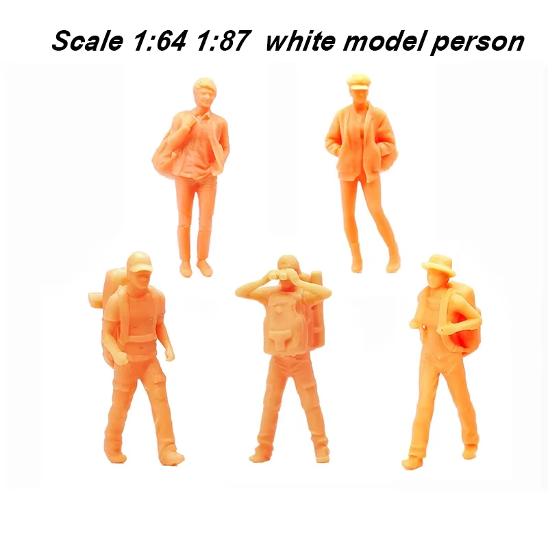 Maßstab 1:87 1:64 Miniatur-Harzfiguren-Modellbausätze Unbemalte Figuren Reisender Backpacker für Mikro-Zug Sandtisch-Szenenlayout