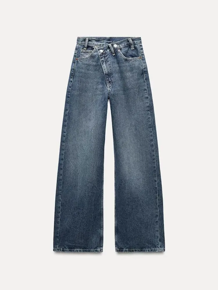 Spring New Arrival Women's High Waist Slimming Wide Leg Jeans Versatile Basic Sle Long Pants Faionable Ladies Denim