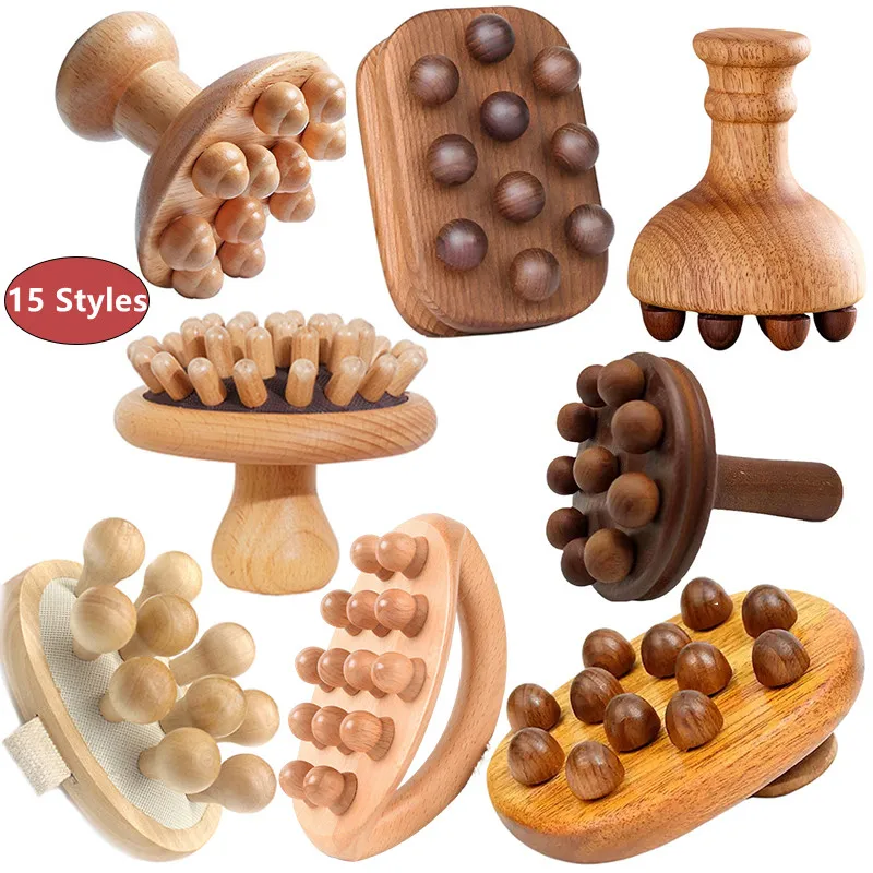 

15-й стиль, антицеллюлитная щетка для тела, успокаивающая деревянная эфирная масляная расческа для спа-массажа, массажная щетка для кожи головы, инструмент с ручкой