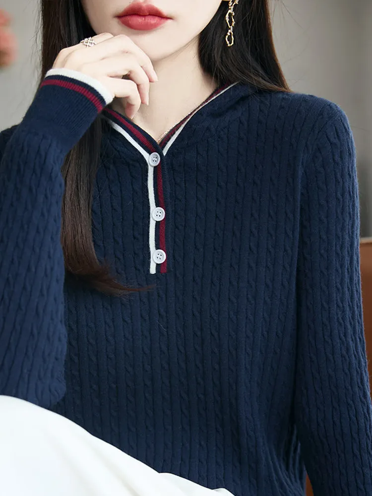 Otoño nuevo Sle coreano Universidad Faion Twist sombrero de punto suéter Base de moda irt Vintage suéter de punto antienvejecimiento