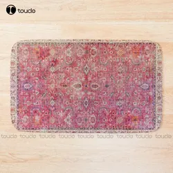 Antique Traditional Pink Oriental Moroccan Style Bath Mat Poster Bathroom Rug