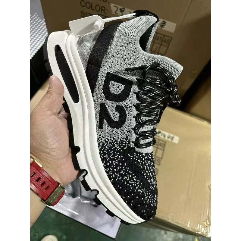 Men's ICON Knitted Mesh Breathable Sneaker Casual Matching  D2 Letter Print Shoes DSQ2 Tenis Masculino Outdoor Colours Footwear