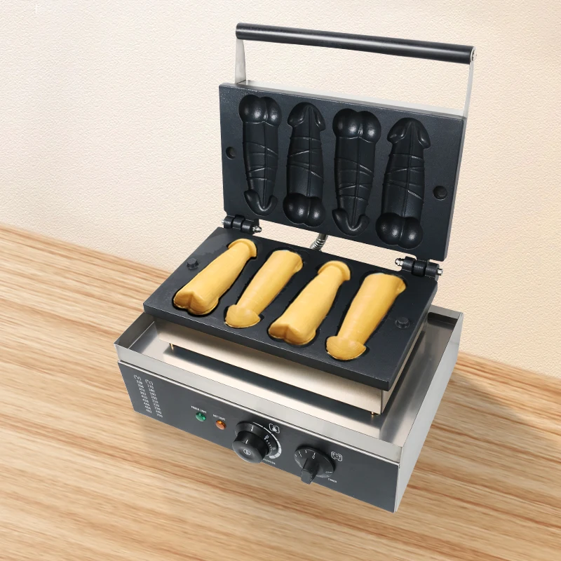 Macchina per Waffle a forma di Hot Dog per pene elettrico commerciale per Waffle per pene