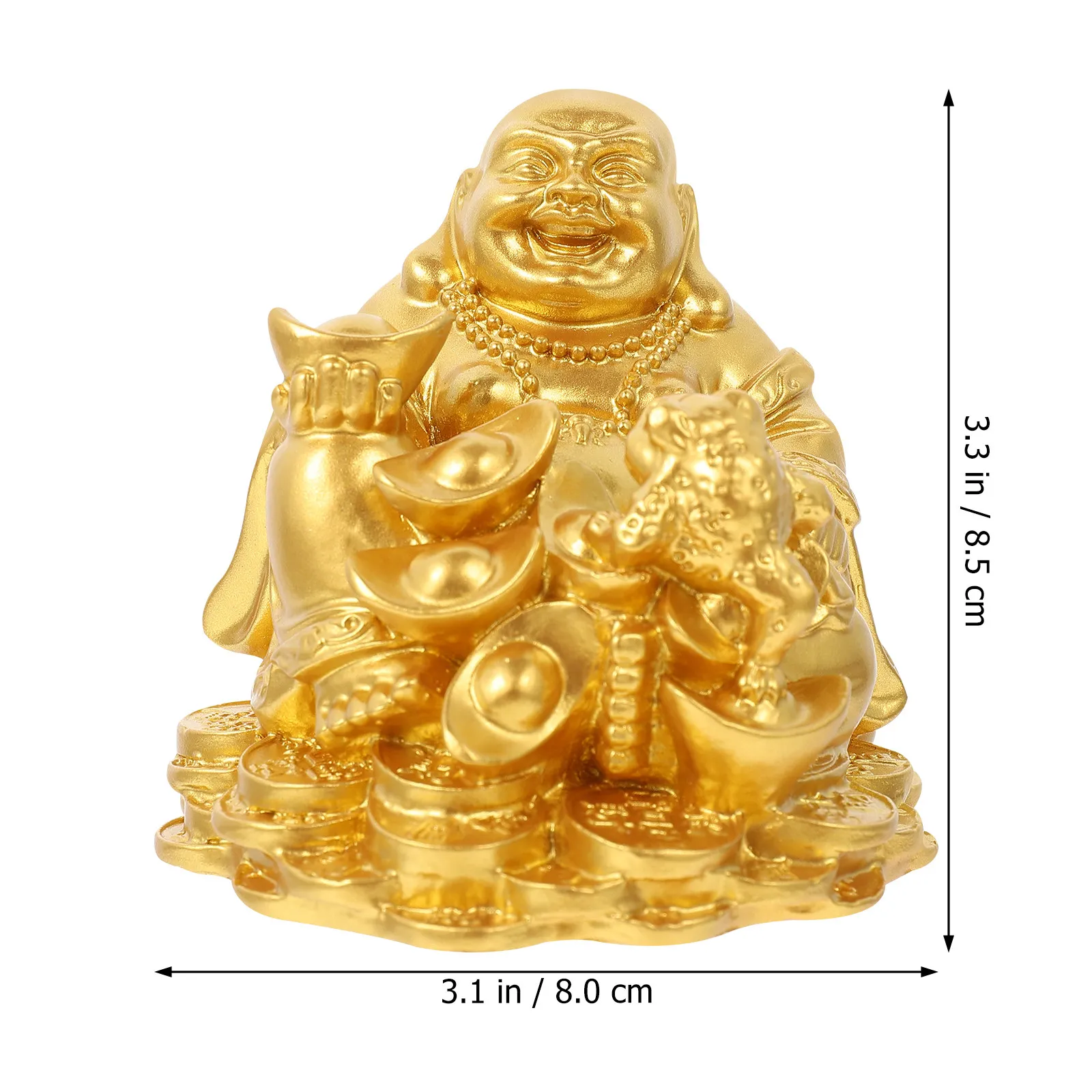 2pcs Resin Maitreya Buddha & Golden Toad Statue for Feng Shui Home Decor, Anti-Fall Desktop Ornament