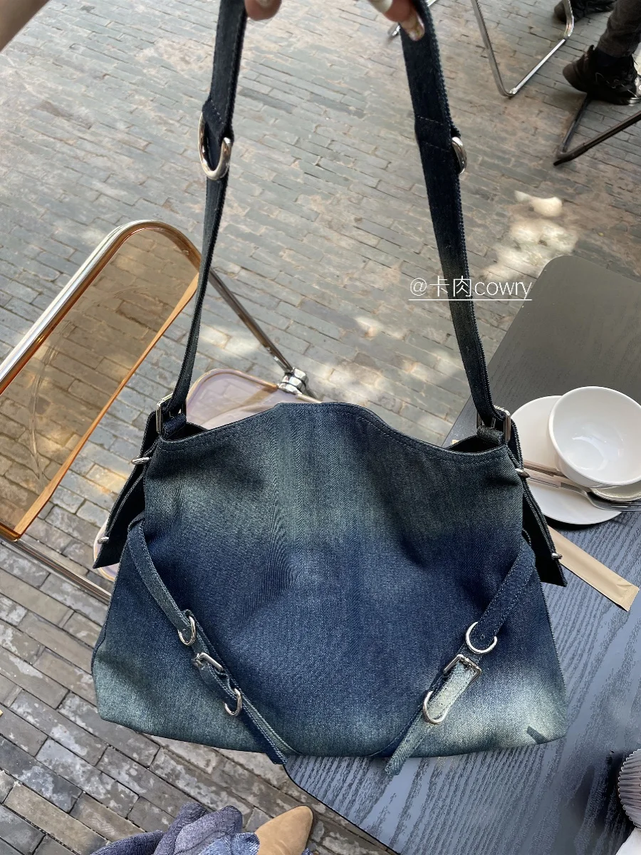 JIAERDI Y2k Grunge Solid Handbags Women 2023 Cool Girls Vintage Denim Handbag Female Harajuku Aesthetic Solid Shoulder Bag Y2k