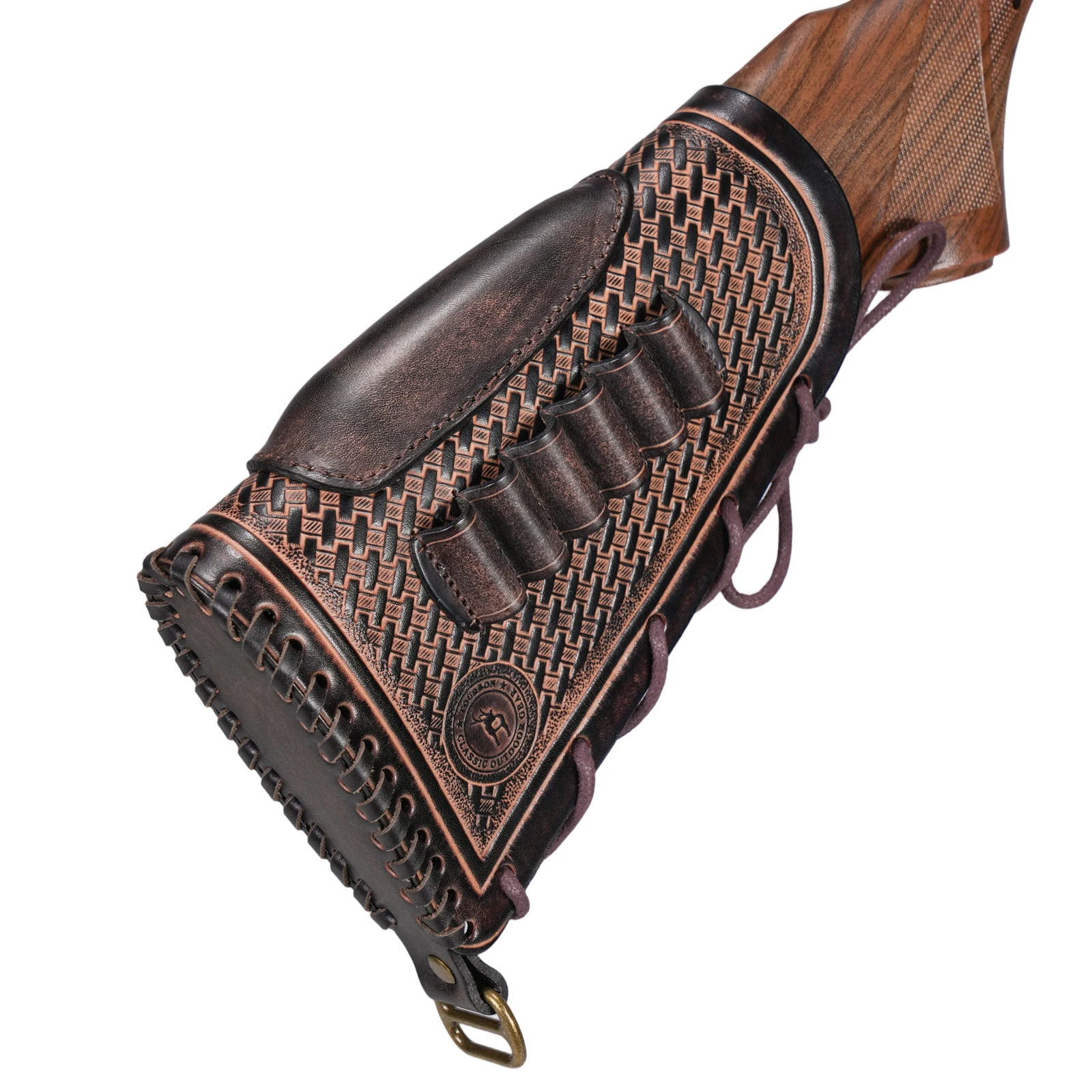 Tourbon Jagd-Leder-Gewehrschaftabdeckung, verstellbare Gewehrschaftauflage mit Munitionsschlaufen, passend für 30.06, 30.30, 308 usw. – Detail 24
