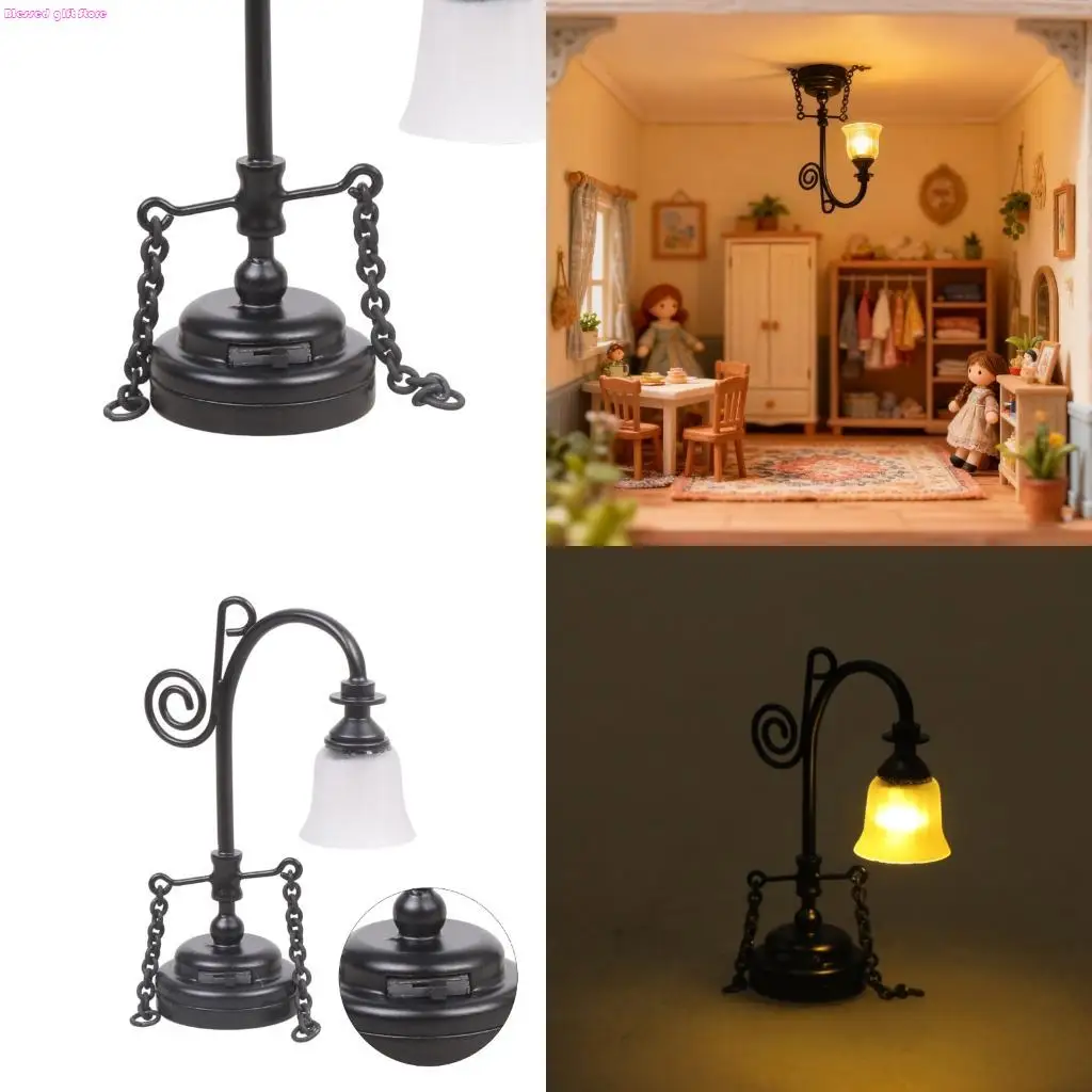 D0JC 1:12 Dollhouses Ceiling Lamp Chandelier Figure Lighting Toy for Pretend Playset