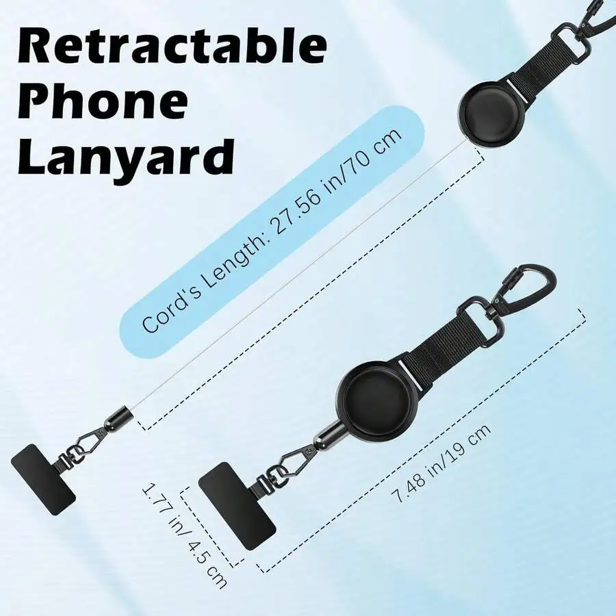 Retractable Phone Lanyard with Locking Carabiner