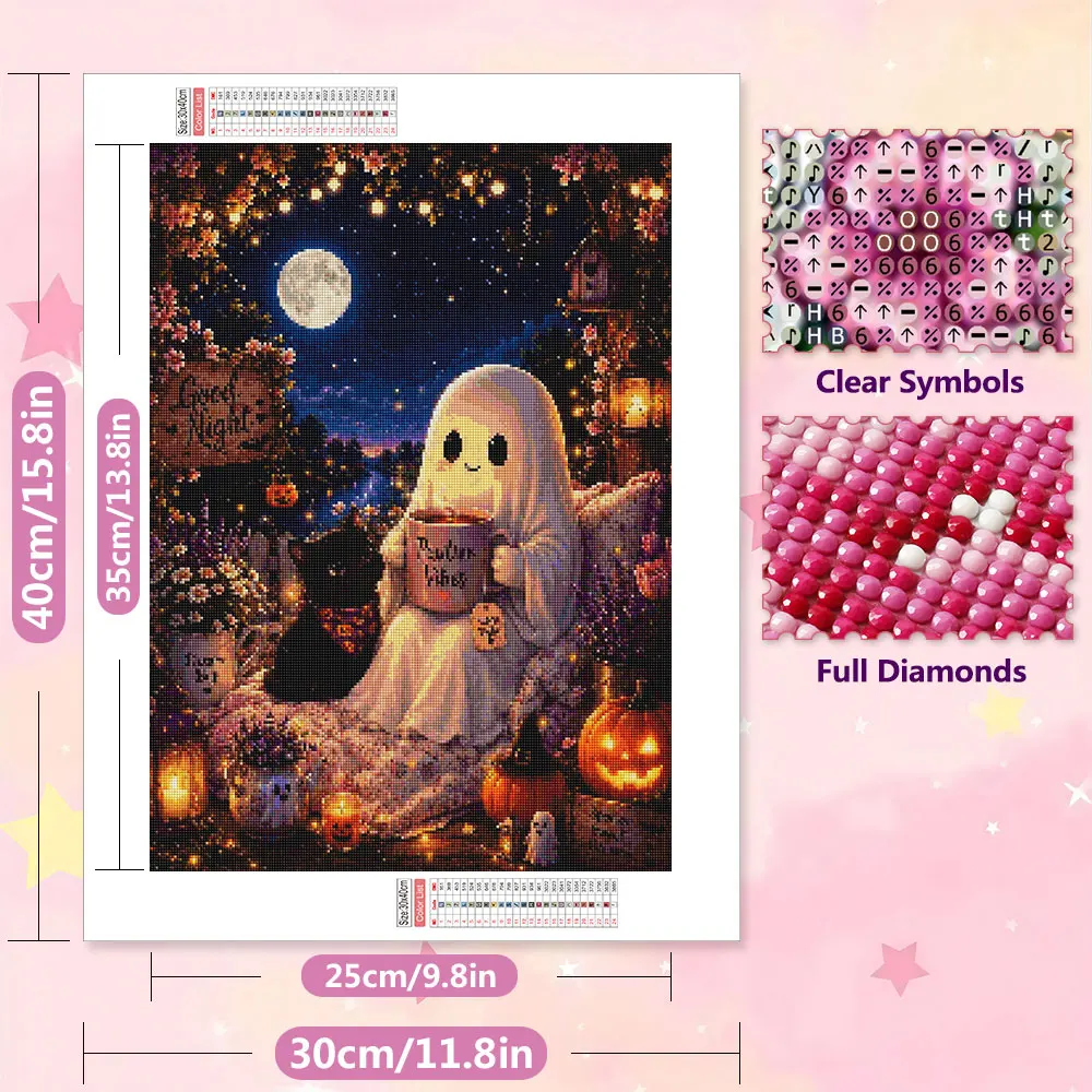 EverShine 5D Diamond Painting Ghost Night Garden Diamond Mosaic Landscape New Collection Picture Of Rhinestones Halloween Gift