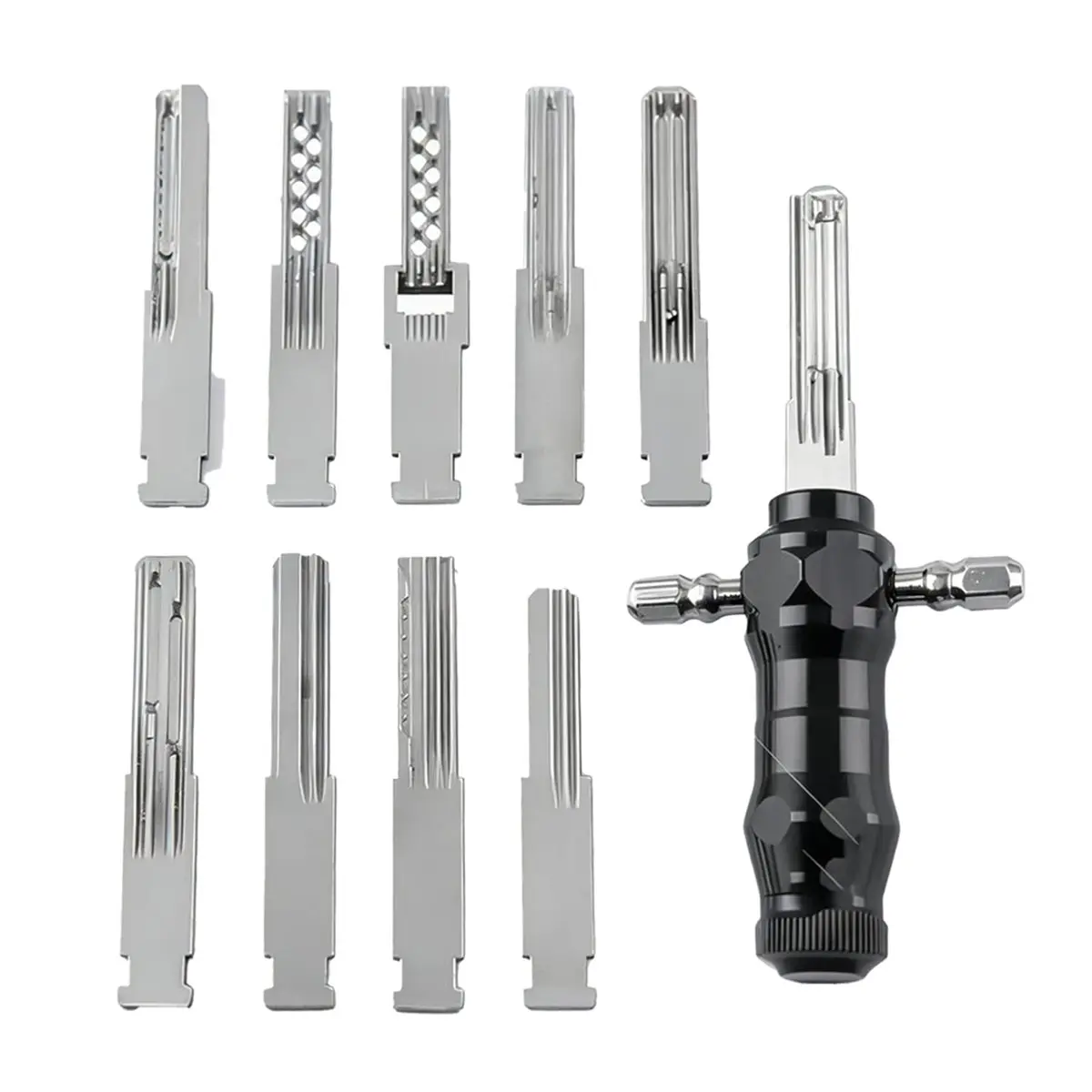2026 New Tubular Lock Pick Set:9-in-1 Unlocking Tool with Interchangeable Stainless Steel Keys,for Locksmiths & DIY Use view 4
