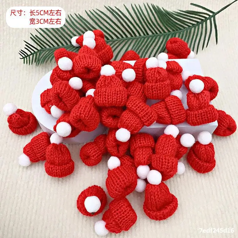 

Colorful Decorative Creative Christmas Hats for Wine Bottle Mini Pretty Knitted Thread Hat Bottle Toppers Christmas Decorations