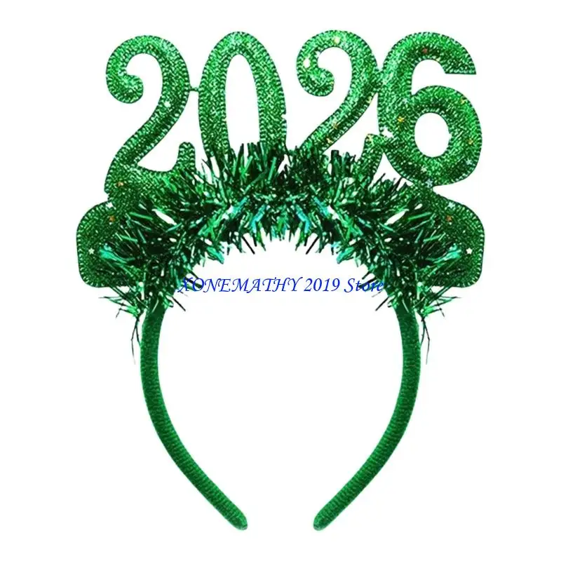 

F42F 2026 Glitters Hair Hoop Metallic Color Option Lightweight Design Headbands Hair Ornament For Christmas Photo Props