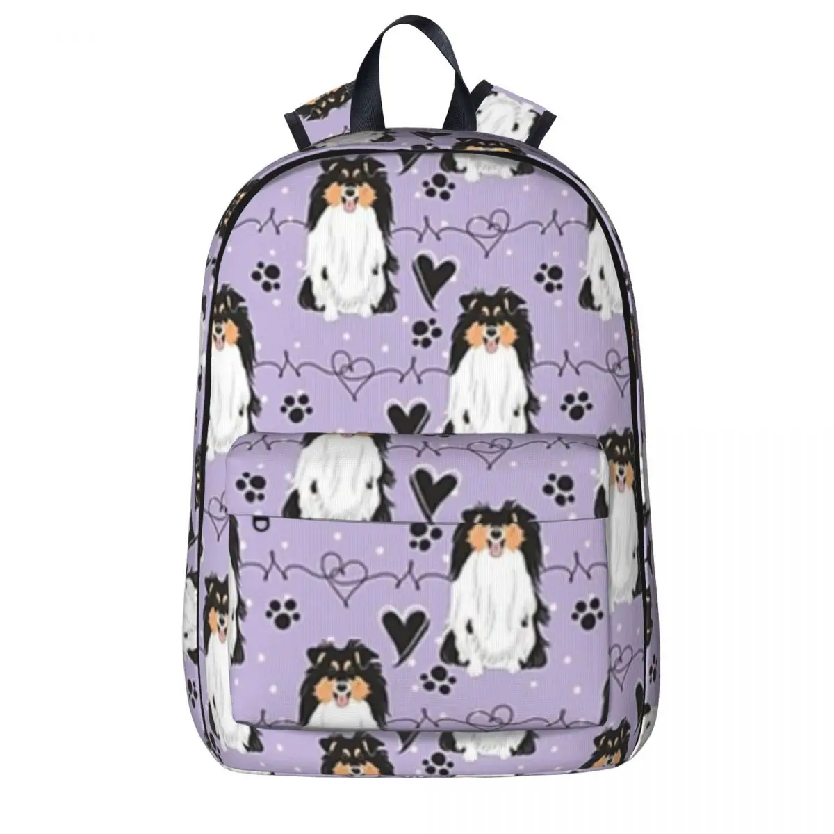 LOVE Tri Color Sheltie Dog Shetland Sheepdog Backpacks Student Book bag Shoulder Bag Laptop Rucksack Casual Children School Bag