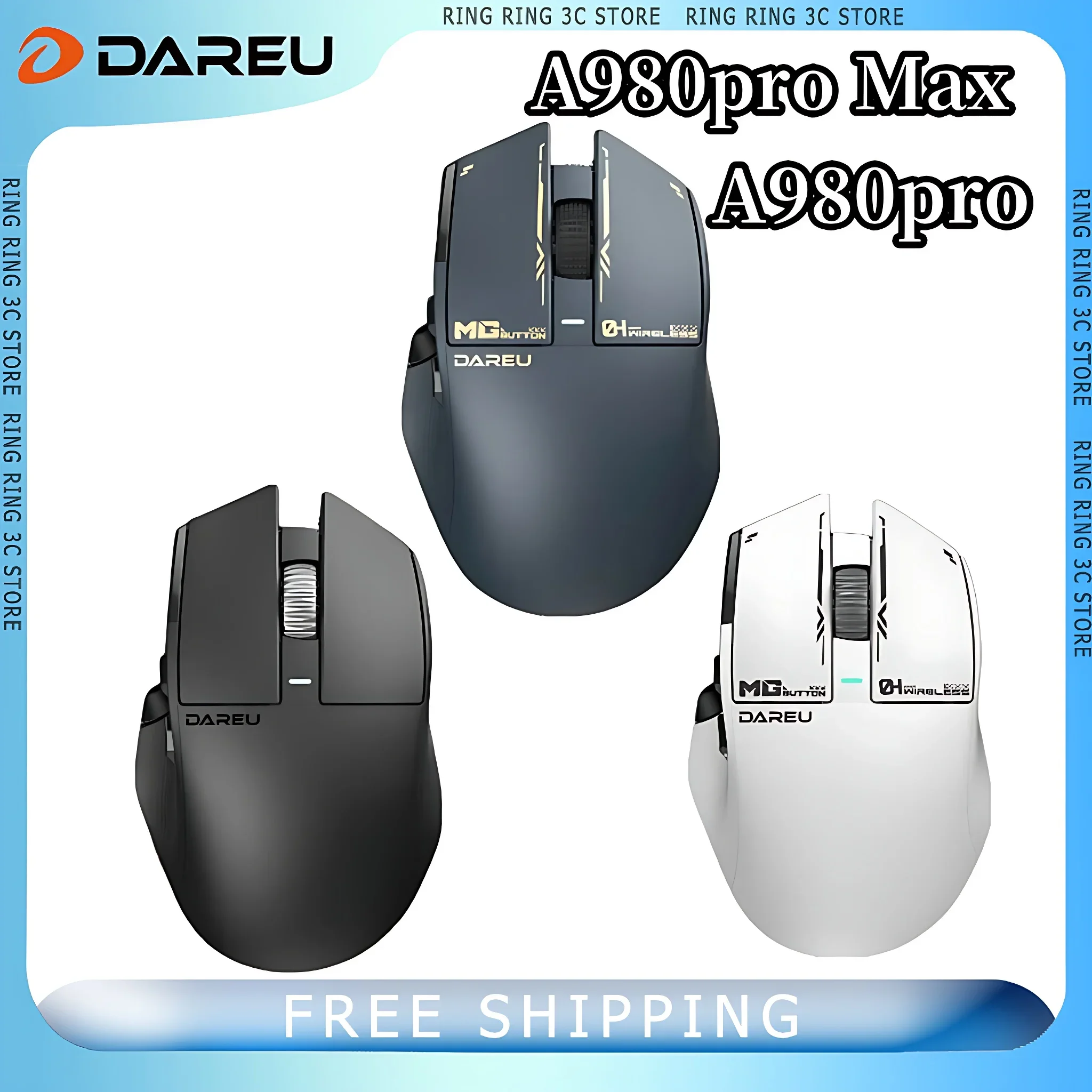 

Dareu A980pro Max Mouse Three Mode Paw3395 Sensor Low Delay Lightweight Magnesium Alloy Gaming Esports Mouse Wireless Game Mice